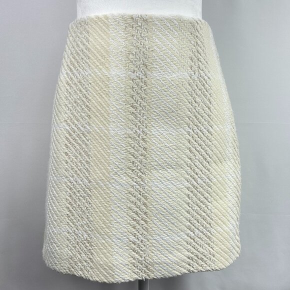 H&M chic tweed-inspired textured cream skirt - Size Medium - Picture 1 of 7